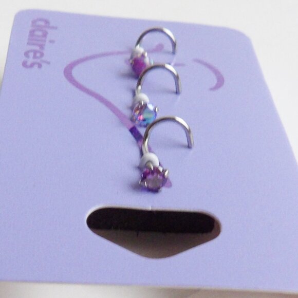 Claire's Bundle of 2 Packages Stainless Steel Nose Jewelry 6 Total Studs 20G New - Picture 7 of 7
